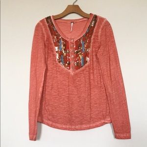 Free People | Tiger Eyes Sequin Long Sleeve